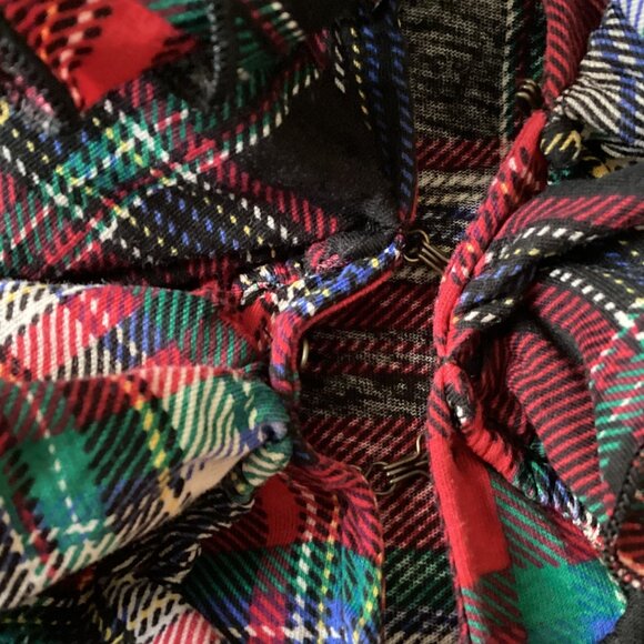 Lauren Ralph Lauren Women's Red Tartan Plaid Top Long Sleeve Blouse With Ruffles - Picture 7 of 8